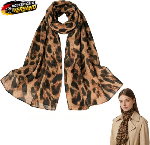 Damen schal leo muster weich - leo-muster,